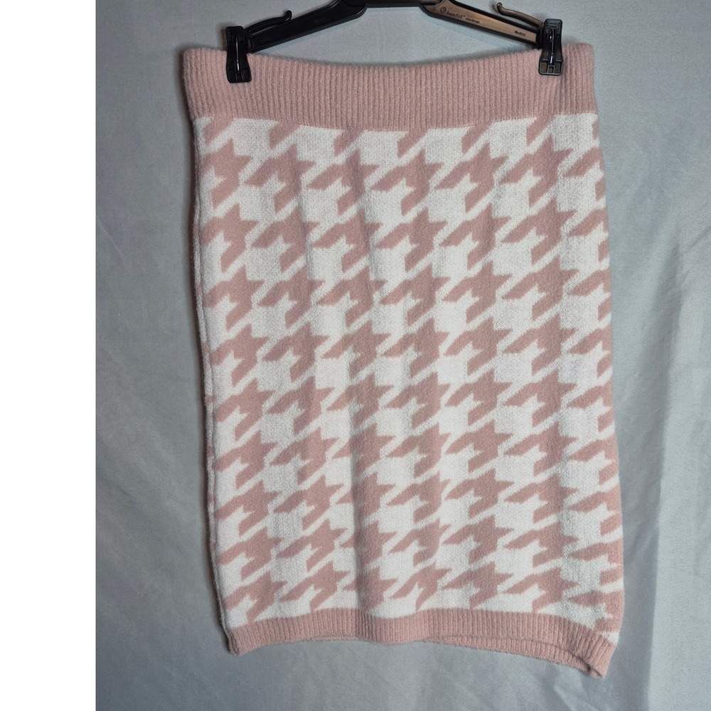 Allie‎ Robes Cozy Houndstooth Skirt Dusty Pink Women's Size Large